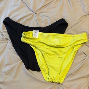 Shade & Shore Black and Neon Yellow Bikini Bottoms